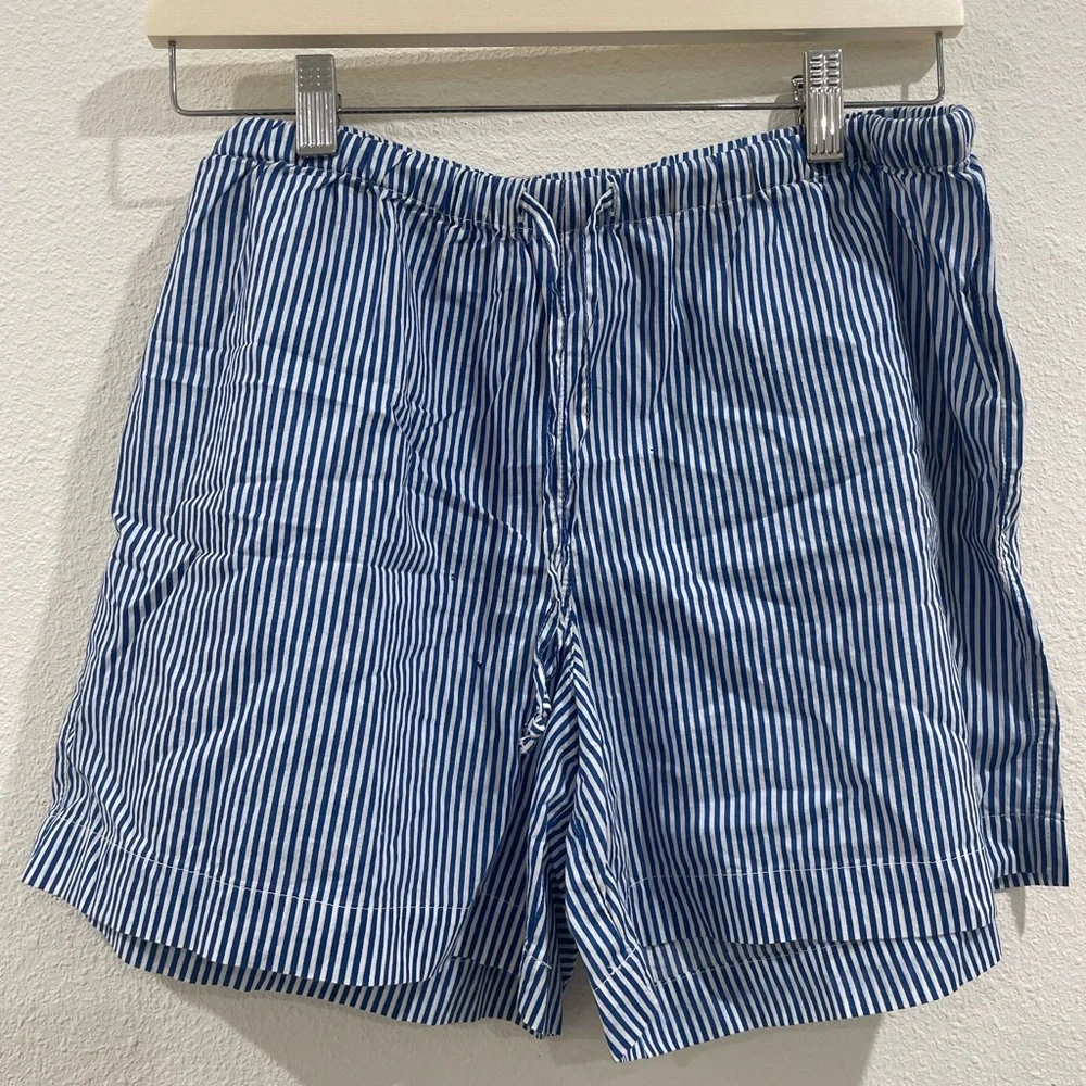 Ralph Lauren Blue and White Pinstriped Pajama Short Set 100% Organic Cotton